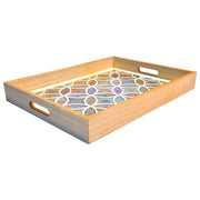 Pair of White Circle Design Rectangular Wooden Serving Tray (4534956687469)