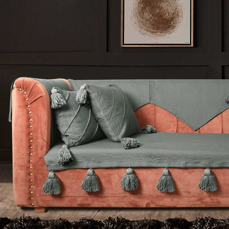 Grey Luxury French Matelasse Sofa Cover
