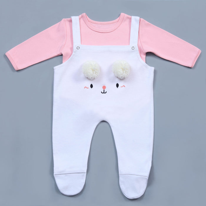 baby white cat face knitted romper