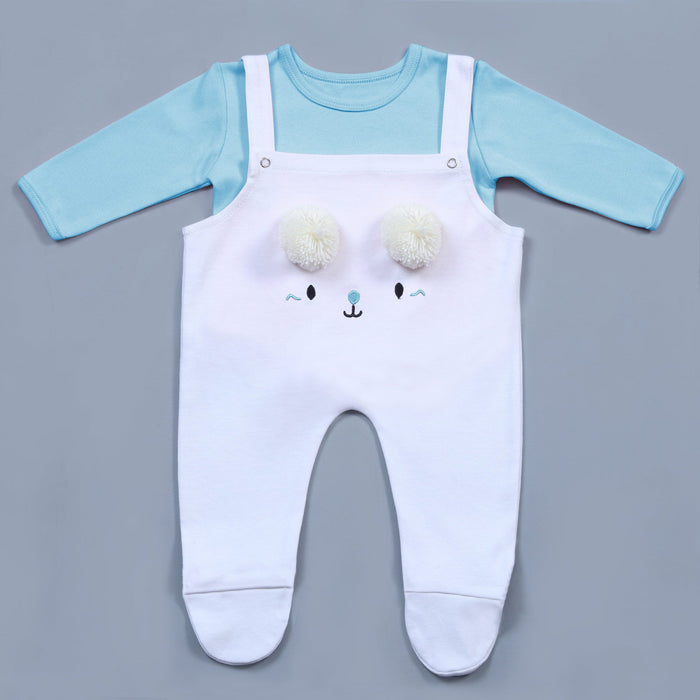 baby white cat face knitted romper