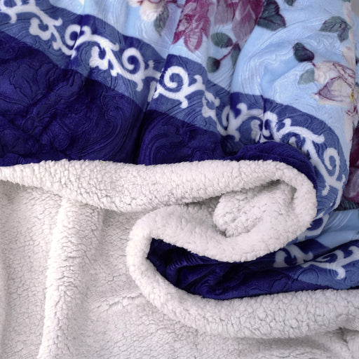 soft warm floral print embossed sherpa blankets