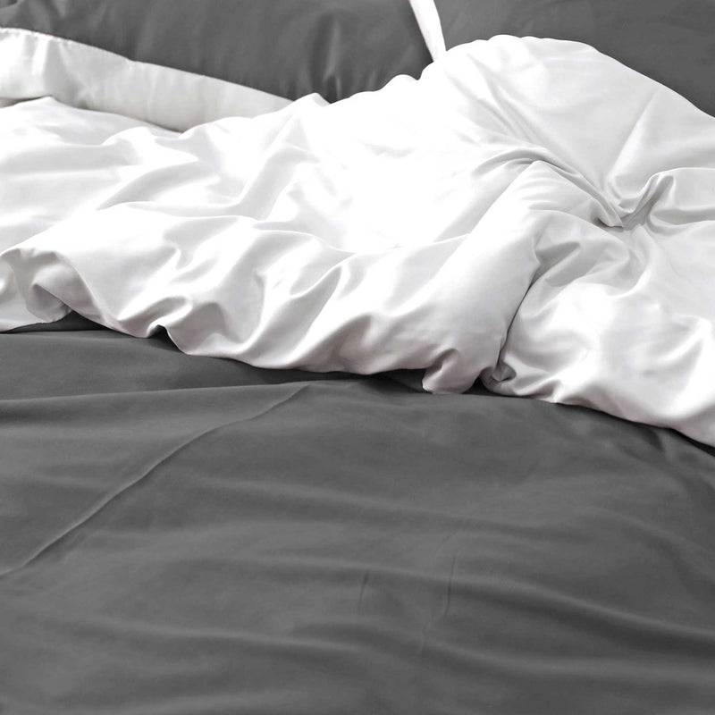 grey white reversible duvet cover set