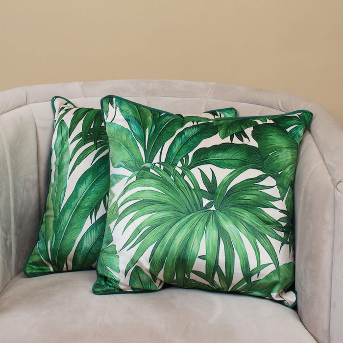 lush velvet monstera leaves cushion cover