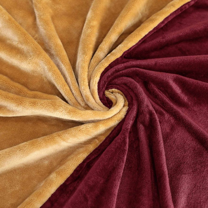 soft and warm duo tone fleece bedsheet maroon skin